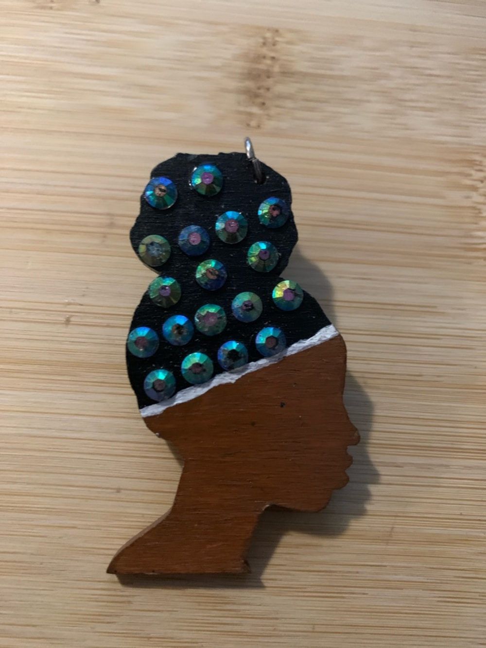 Handcrafted Black & Brown Silhouette Brooch / Pendant with Iridescent Accent